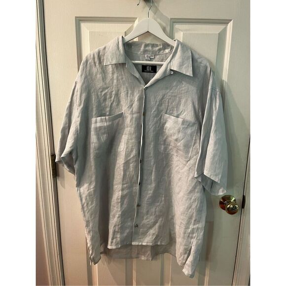 Everett Hall Men’s Light Blue Short Sleeve Button Up Double Pocket Shirt sz XL E - Picture 1 of 9